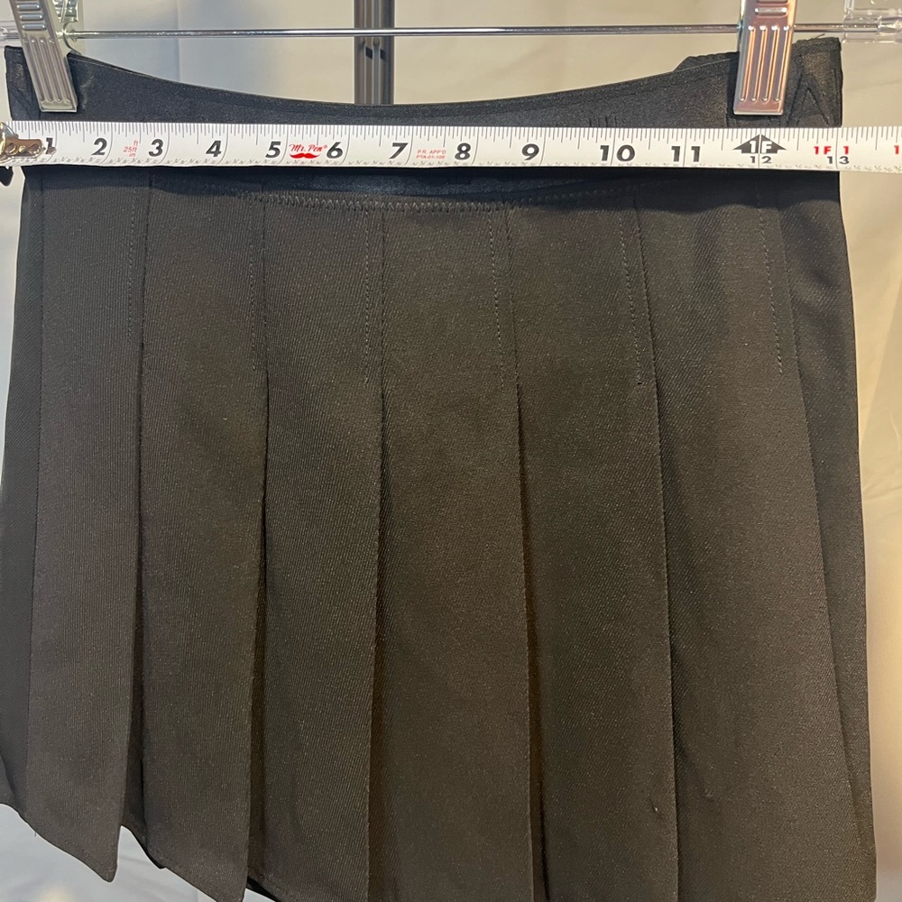 Ganni elasticated waistband light twill Pleated Mini Black Skirt Sz 32 - Picture 8 of 11